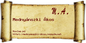 Mednyánszki Ákos névjegykártya